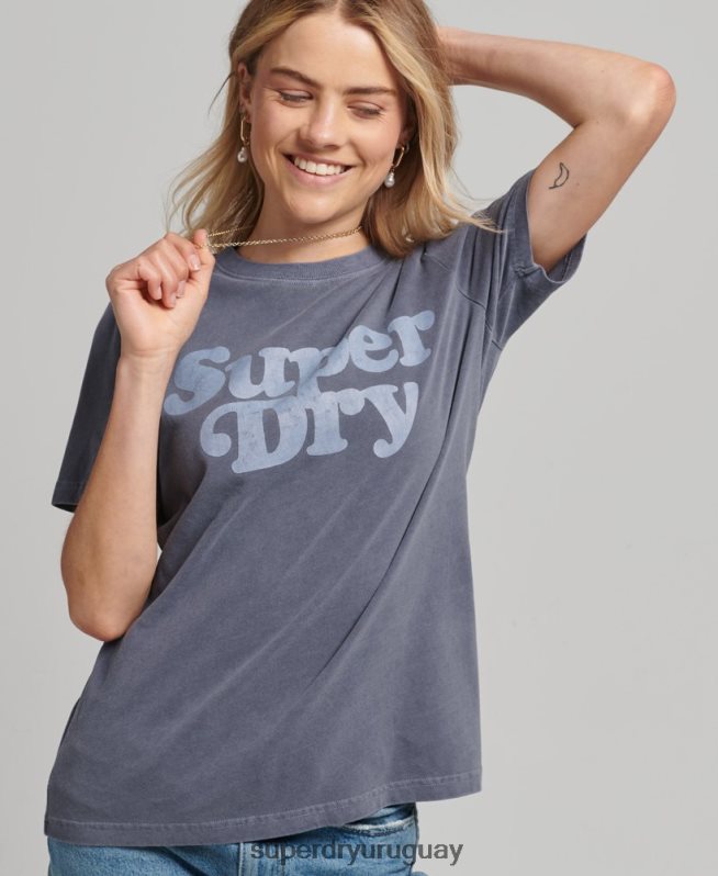 uy Superdry mujer playera cooper con logo clásico de los años 70 Armada DT2N8Z6190 ropa