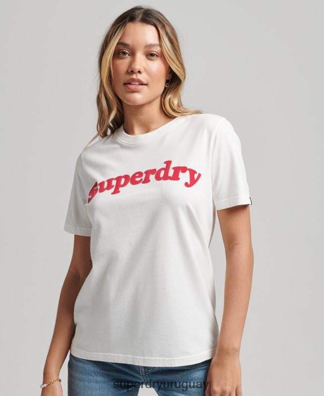 uy Superdry mujer playera cooper con logo clásico de los años 70 crema DT2N8Z6204 ropa