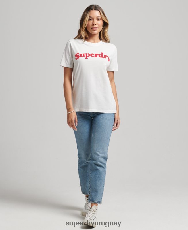uy Superdry mujer playera cooper con logo clásico de los años 70 crema DT2N8Z6204 ropa
