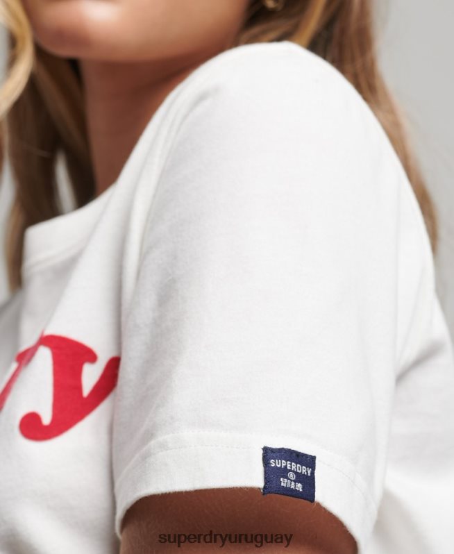 uy Superdry mujer playera cooper con logo clásico de los años 70 crema DT2N8Z6204 ropa