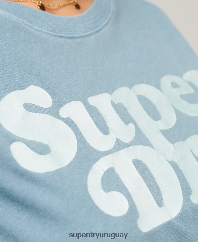 uy Superdry mujer playera cooper con logo clásico de los años 70 gris DT2N8Z2653 ropa