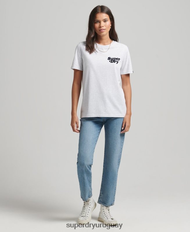 uy Superdry mujer playera cooper con logo clásico de los años 70 gris claro DT2N8Z6200 ropa