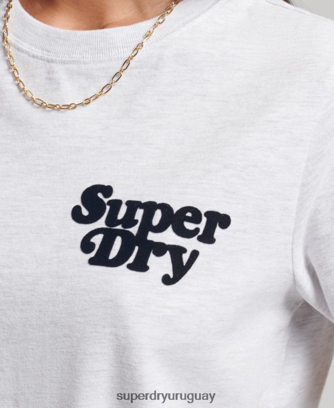 uy Superdry mujer playera cooper con logo clásico de los años 70 gris claro DT2N8Z6200 ropa