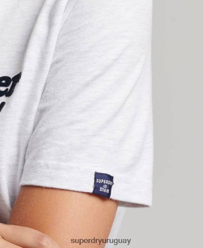 uy Superdry mujer playera cooper con logo clásico de los años 70 gris claro DT2N8Z6200 ropa