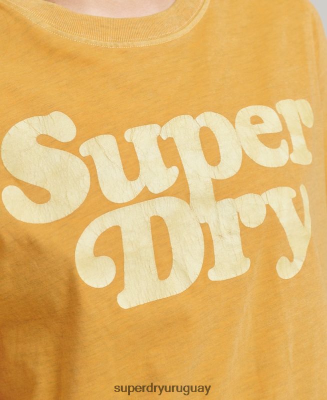 uy Superdry mujer playera cooper con logo clásico de los años 70 oro DT2N8Z6219 ropa