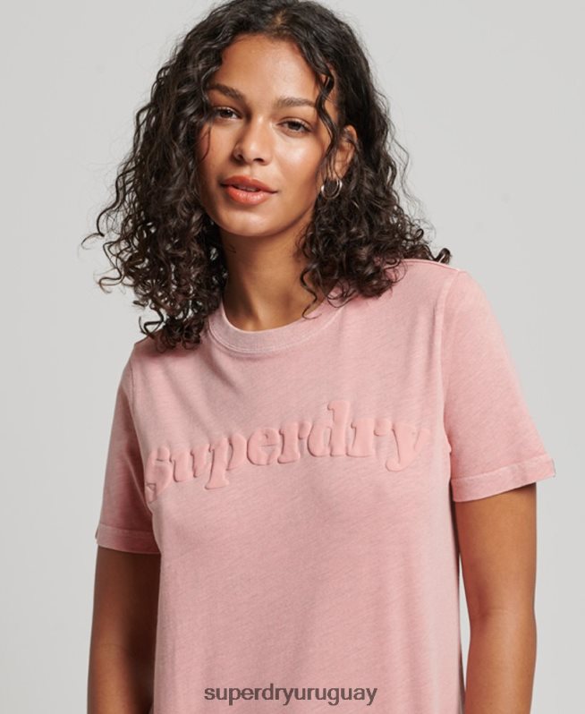uy Superdry mujer playera cooper con logo clásico de los años 70 rosa DT2N8Z2307 ropa
