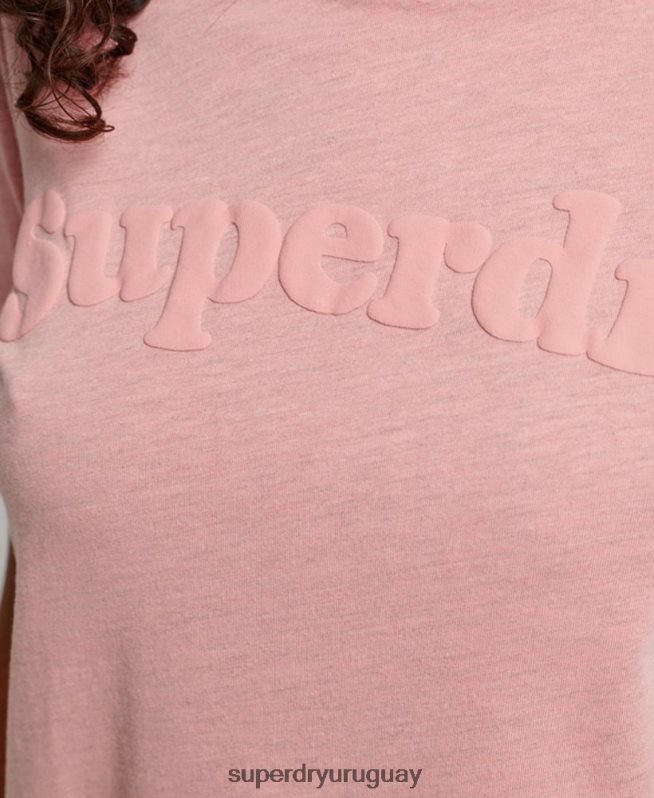 uy Superdry mujer playera cooper con logo clásico de los años 70 rosa DT2N8Z2307 ropa