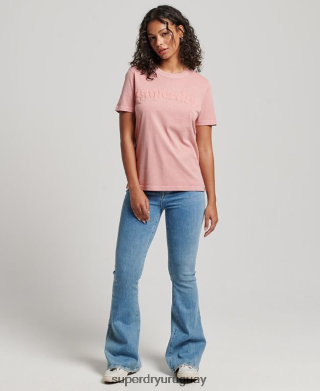 uy Superdry mujer playera cooper con logo clásico de los años 70 rosa DT2N8Z2307 ropa