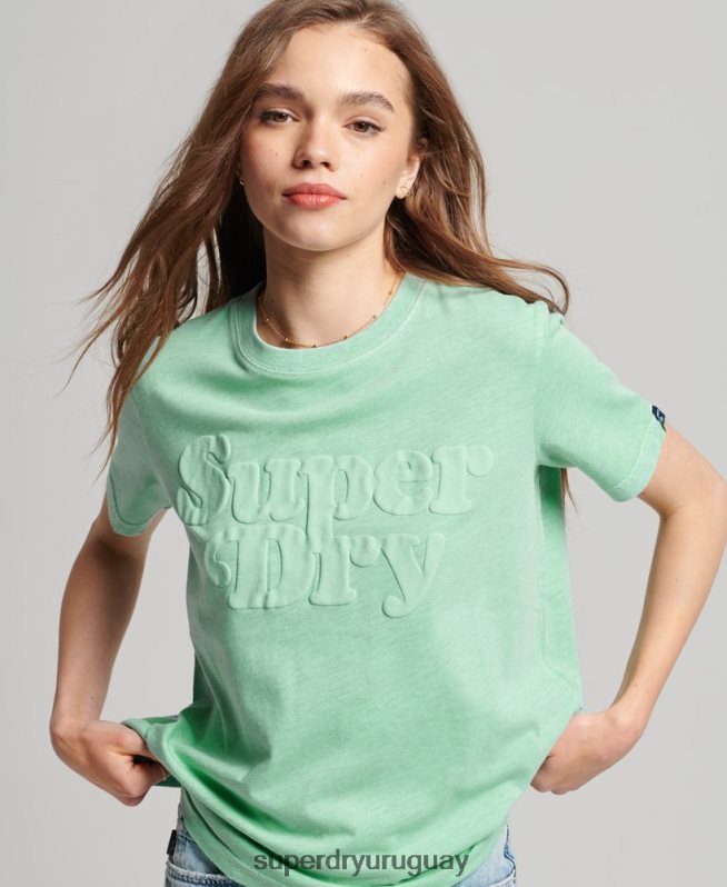 uy Superdry mujer playera cooper con logo clásico de los años 70 verde DT2N8Z2727 ropa
