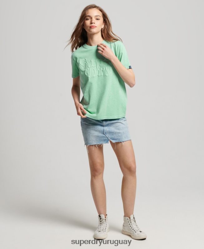 uy Superdry mujer playera cooper con logo clásico de los años 70 verde DT2N8Z2727 ropa