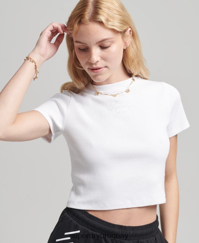 uy Superdry mujer playera corta code heritage blanco DT2N8Z2843 ropa