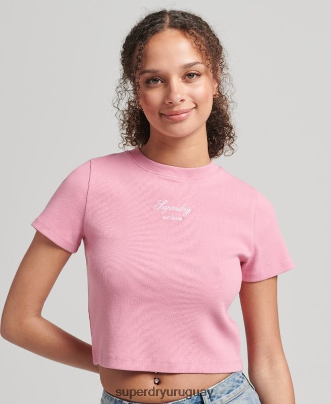 uy Superdry mujer playera corta code heritage rosa DT2N8Z2782 ropa