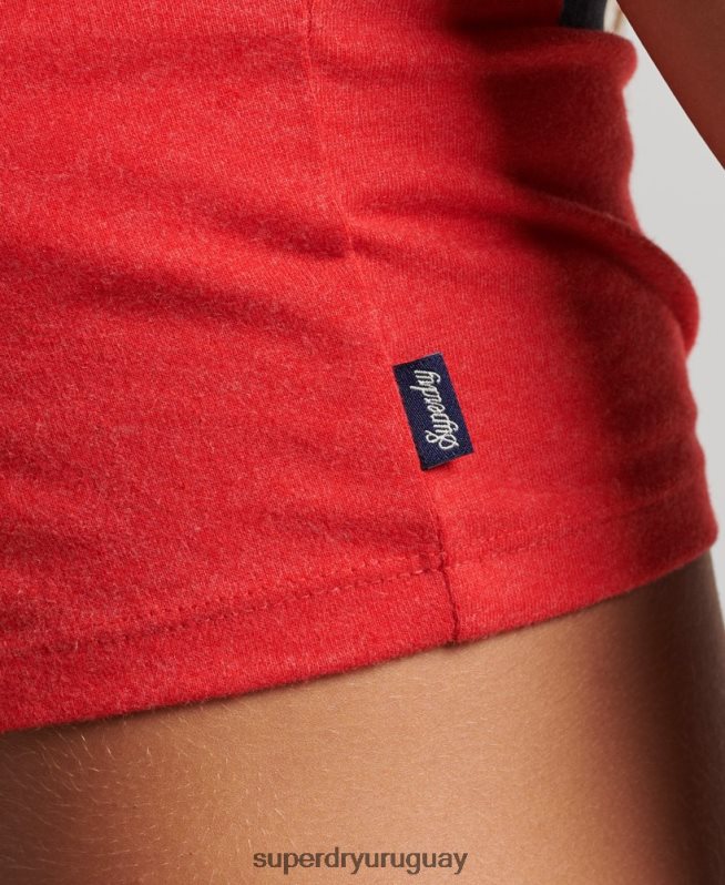 uy Superdry mujer playera corta con estampado universitario rojo DT2N8Z6214 ropa
