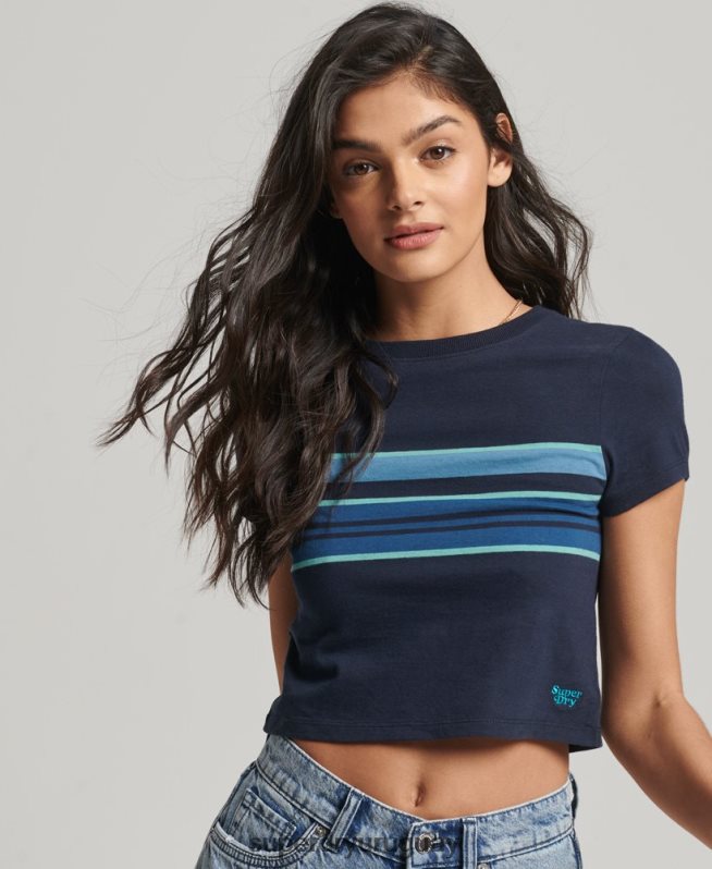 uy Superdry mujer playera corta con rayas vintage Armada DT2N8Z2677 ropa
