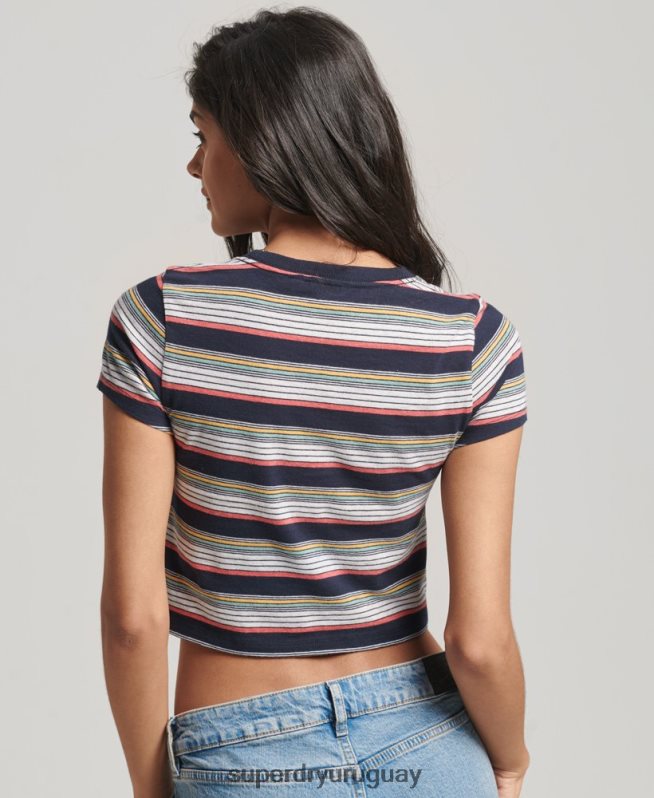 uy Superdry mujer playera corta con rayas vintage Armada DT2N8Z2686 ropa