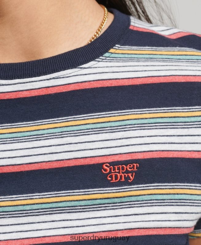 uy Superdry mujer playera corta con rayas vintage Armada DT2N8Z2686 ropa