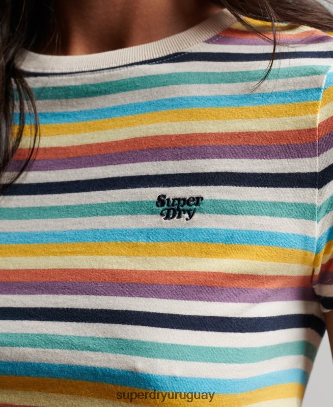 uy Superdry mujer playera corta con rayas vintage amarillo DT2N8Z2738 ropa