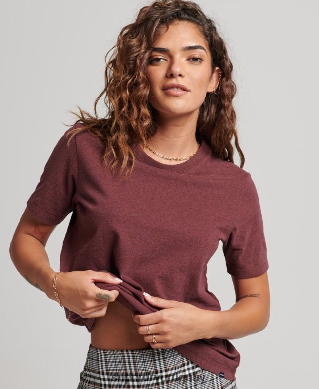 uy Superdry mujer playera de algodón orgánico con logo esencial rojo DT2N8Z6288 ropa