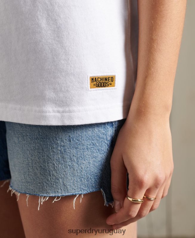 uy Superdry mujer playera de peso estándar con brillo brillante blanco DT2N8Z2859 ropa