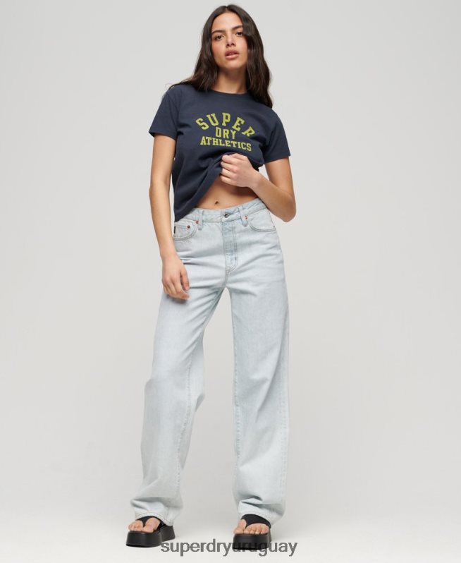uy Superdry mujer playera deportiva esencial con gráfico de los años 90 azul DT2N8Z2030 ropa