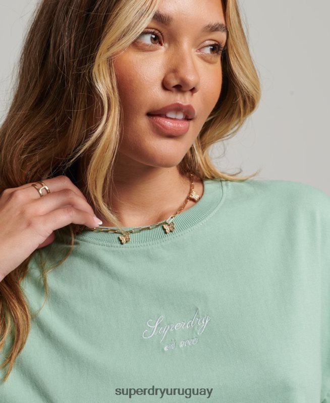 uy Superdry mujer playera estilo boxy con bordado heritage verde DT2N8Z6201 ropa