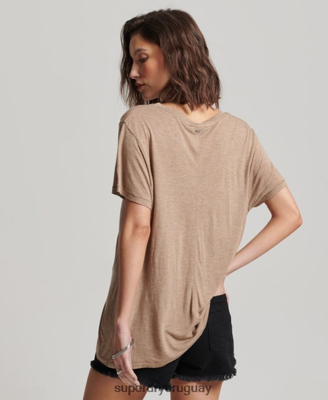 uy Superdry mujer playera flameada con cuello en V broncearse DT2N8Z2730 ropa