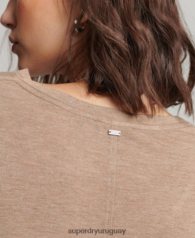 uy Superdry mujer playera flameada con cuello en V broncearse DT2N8Z2730 ropa