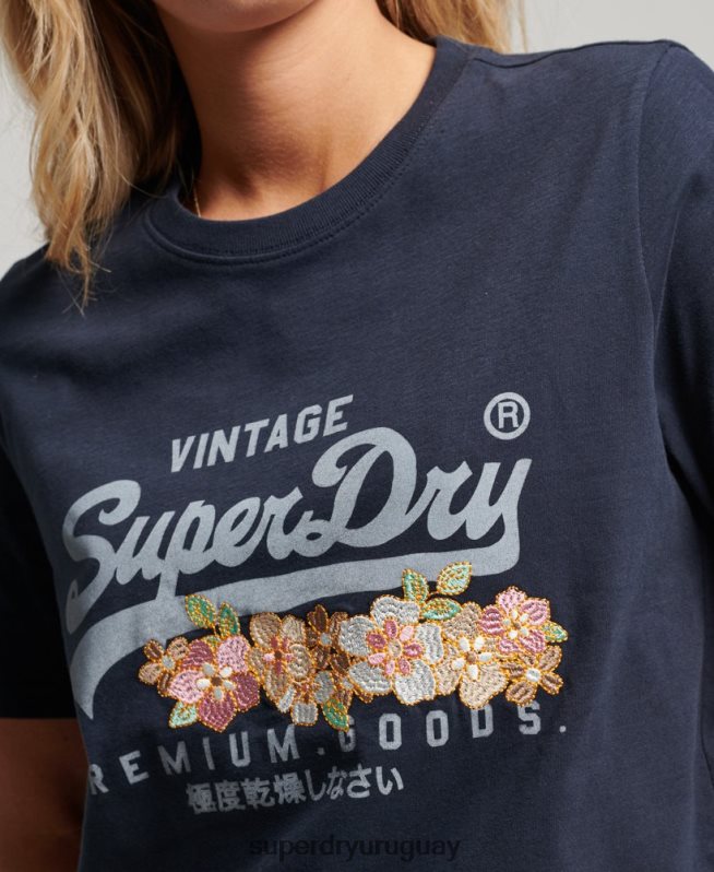 uy Superdry mujer playera floral premium con logo vintage Armada DT2N8Z2714 ropa