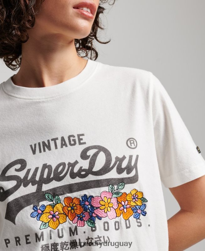 uy Superdry mujer playera floral premium con logo vintage crema DT2N8Z2684 ropa