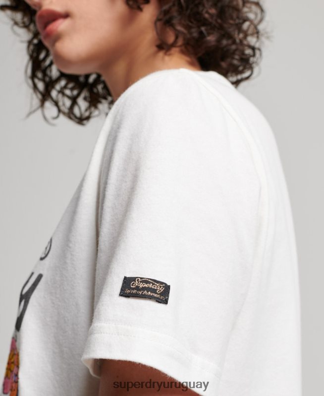 uy Superdry mujer playera floral premium con logo vintage crema DT2N8Z2684 ropa