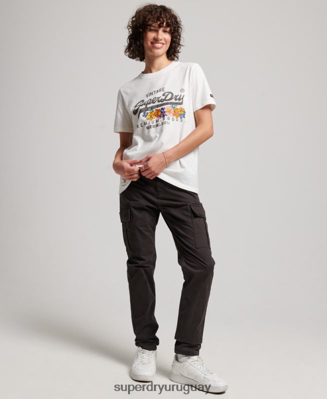 uy Superdry mujer playera floral premium con logo vintage crema DT2N8Z2684 ropa