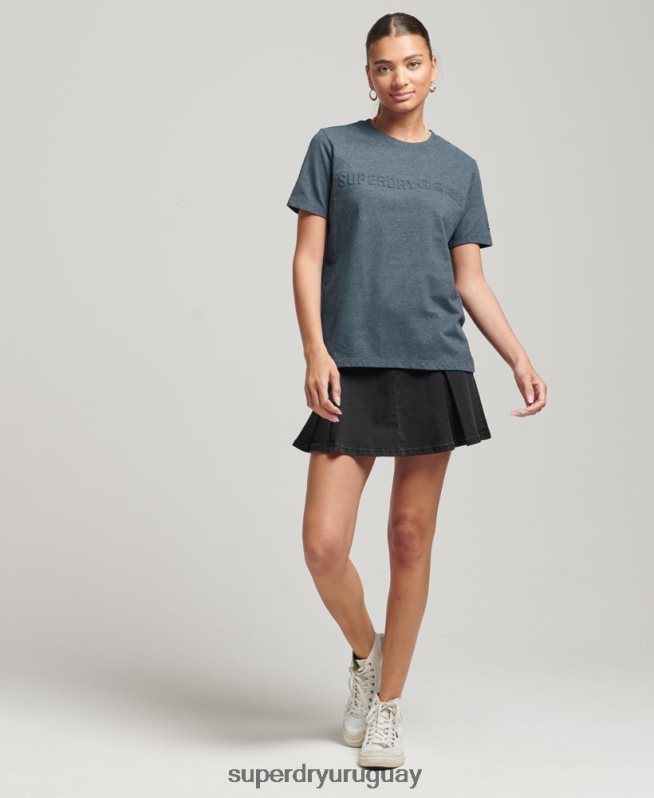 uy Superdry mujer playera jaspeada con logo corporativo vintage azul DT2N8Z2841 ropa