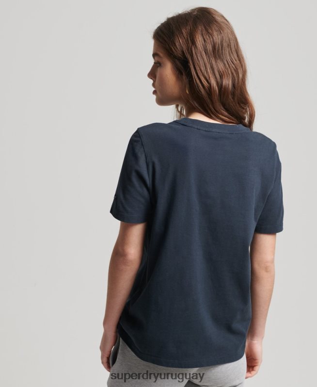 uy Superdry mujer playera jaspeada con logo corporativo vintage gris oscuro DT2N8Z2785 ropa