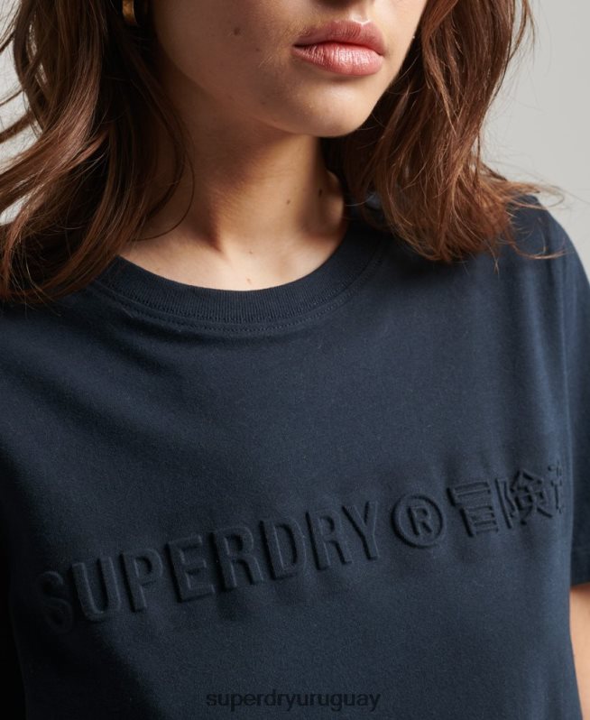 uy Superdry mujer playera jaspeada con logo corporativo vintage gris oscuro DT2N8Z2785 ropa