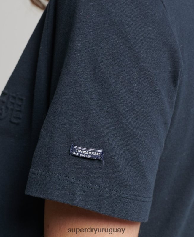uy Superdry mujer playera jaspeada con logo corporativo vintage gris oscuro DT2N8Z2785 ropa