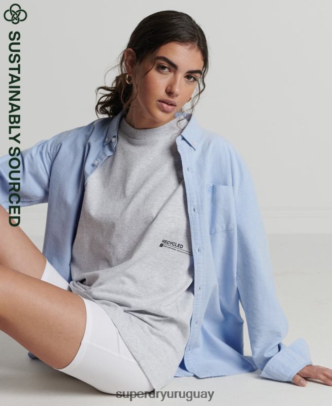 uy Superdry mujer playera micro mid reciclada gris claro DT2N8Z2780 ropa