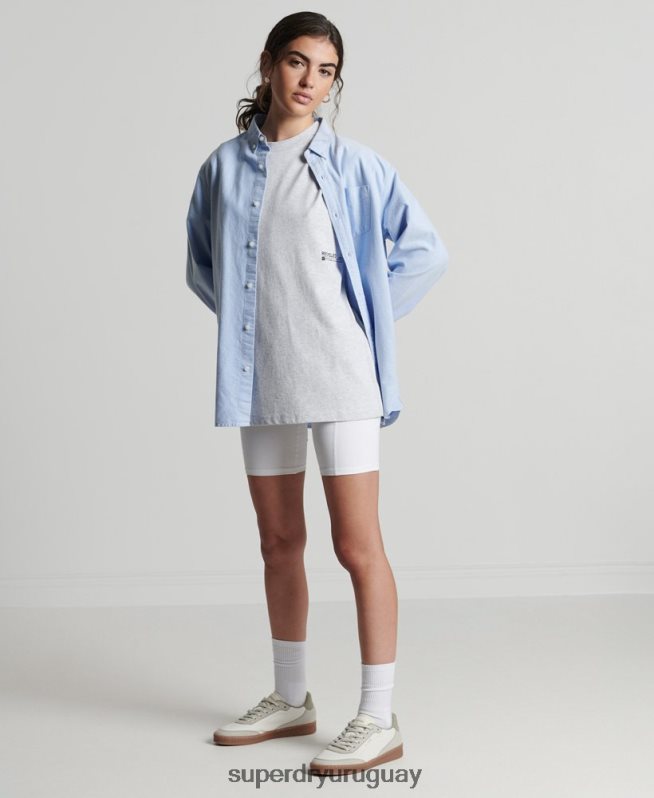 uy Superdry mujer playera micro mid reciclada gris claro DT2N8Z2780 ropa
