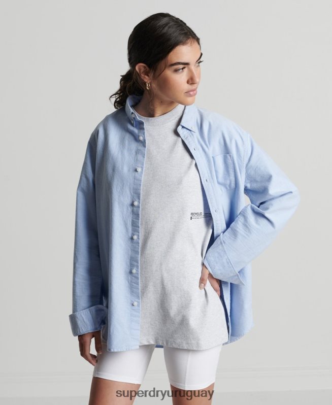 uy Superdry mujer playera micro mid reciclada gris claro DT2N8Z2780 ropa