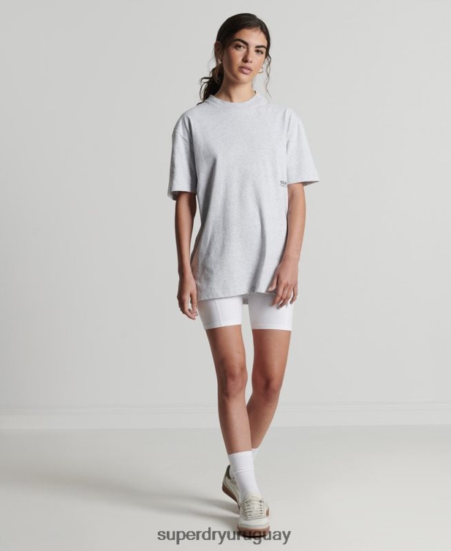 uy Superdry mujer playera micro mid reciclada gris claro DT2N8Z2780 ropa