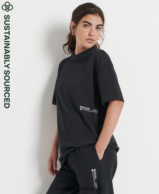 uy Superdry mujer playera micro mid reciclada negro DT2N8Z2849 ropa