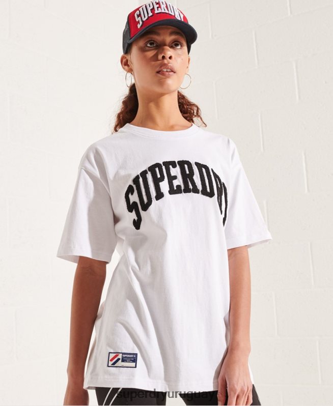 uy Superdry mujer playera mono con arco varsity blanco DT2N8Z6300 ropa