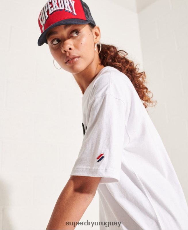 uy Superdry mujer playera mono con arco varsity blanco DT2N8Z6300 ropa