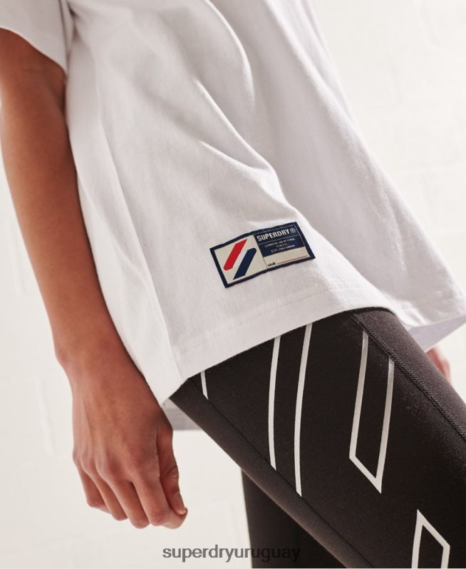 uy Superdry mujer playera mono con arco varsity blanco DT2N8Z6300 ropa