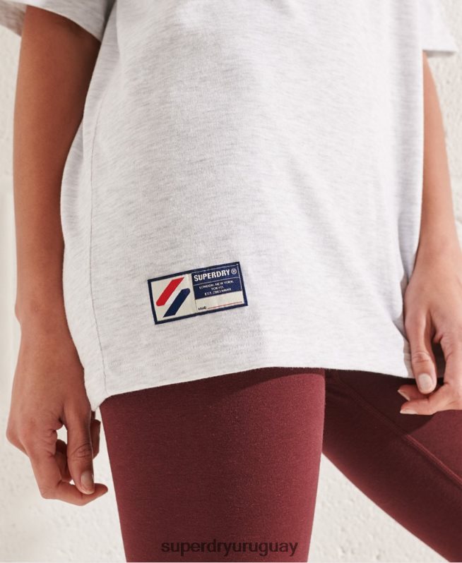 uy Superdry mujer playera mono con arco varsity gris claro DT2N8Z6268 ropa