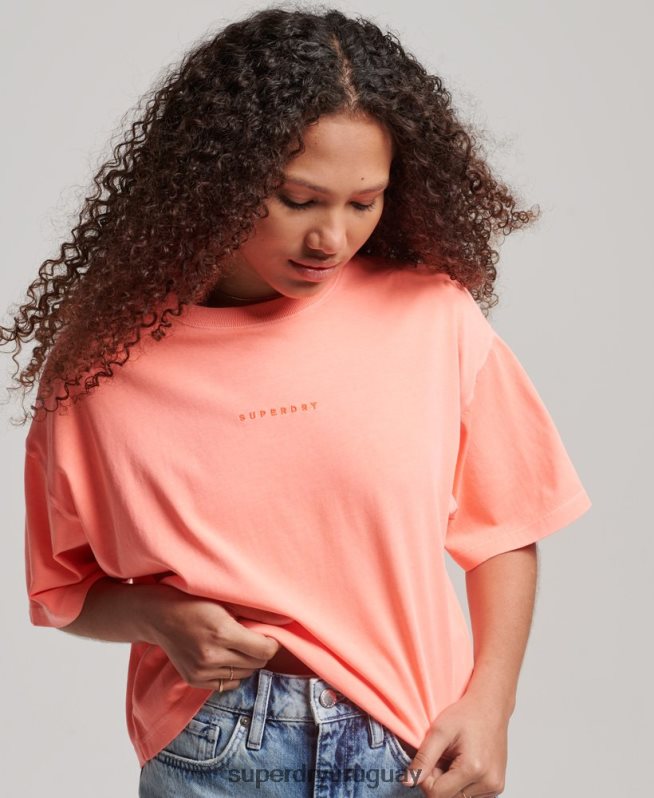 uy Superdry mujer playera oversize boxy micro de excedente coral DT2N8Z2248 ropa