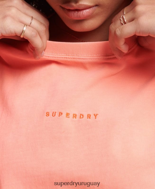 uy Superdry mujer playera oversize boxy micro de excedente coral DT2N8Z2248 ropa