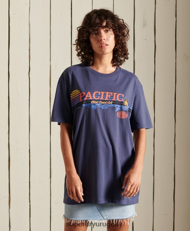 uy Superdry mujer playera oversize con estampado de frontera Armada DT2N8Z6761 ropa