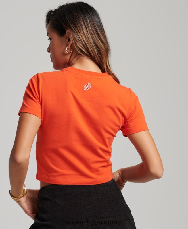 uy Superdry mujer playera pequeña con bordado gráfico de código naranja DT2N8Z2318 ropa