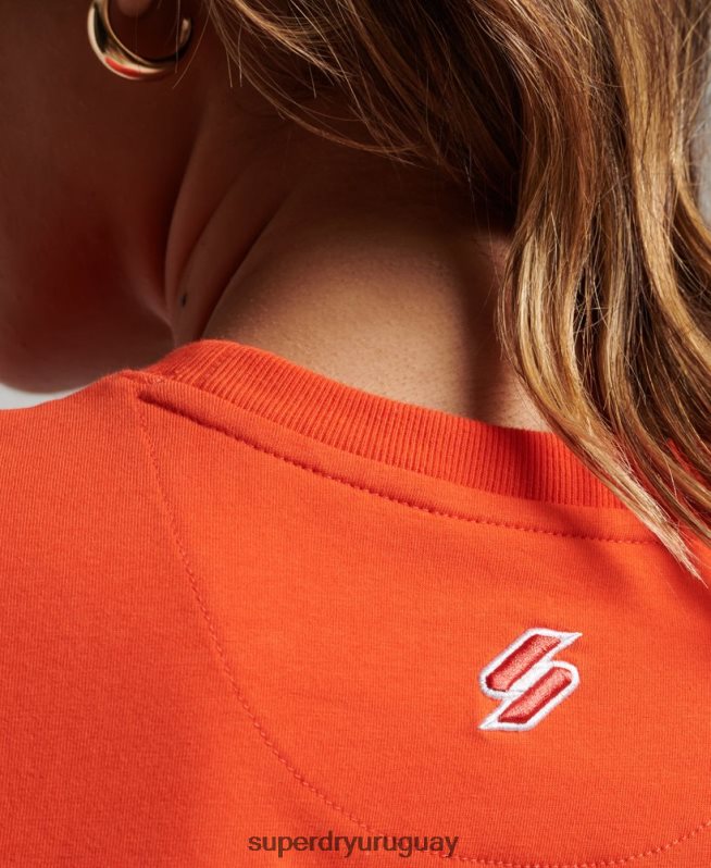 uy Superdry mujer playera pequeña con bordado gráfico de código naranja DT2N8Z2318 ropa
