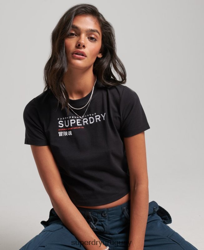 uy Superdry mujer playera pequeña con bordado gráfico de código negro DT2N8Z2231 ropa